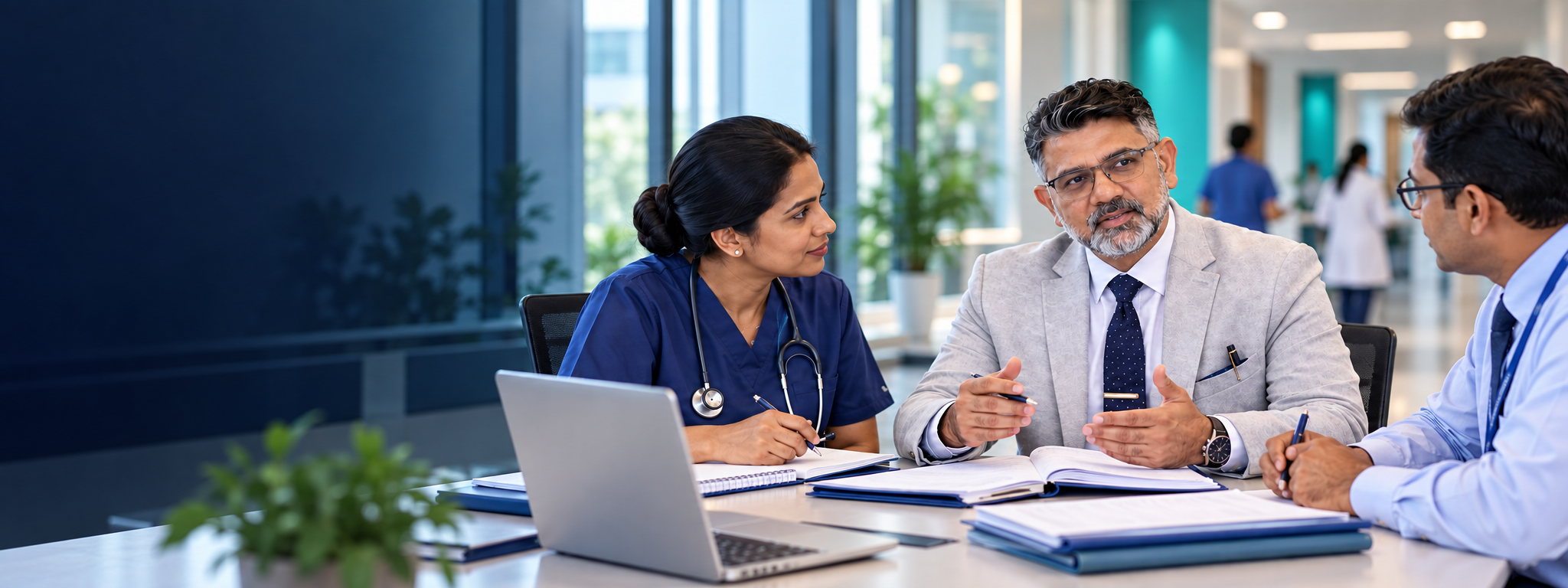 Hospital department leaders reviewing a standard operating procedure