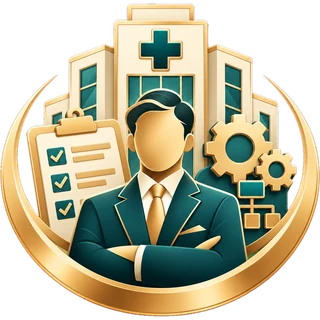 Administrators and operations leaders icon: leader with checklist and process gears